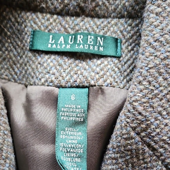 LRL Gray Herringbone Wool Blend Blazer | Dark Academia Size 6 - Picture 2 of 2